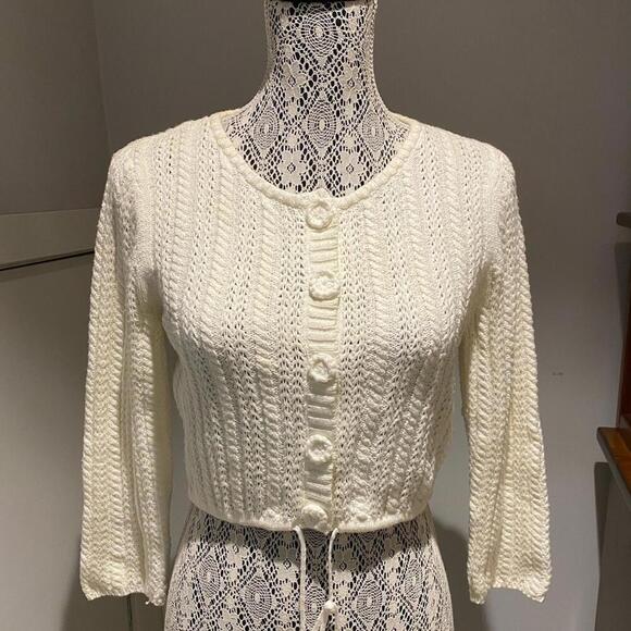 Calvin Klein vintage cropped sweater 3/4 sleeve - Picture 1 of 5